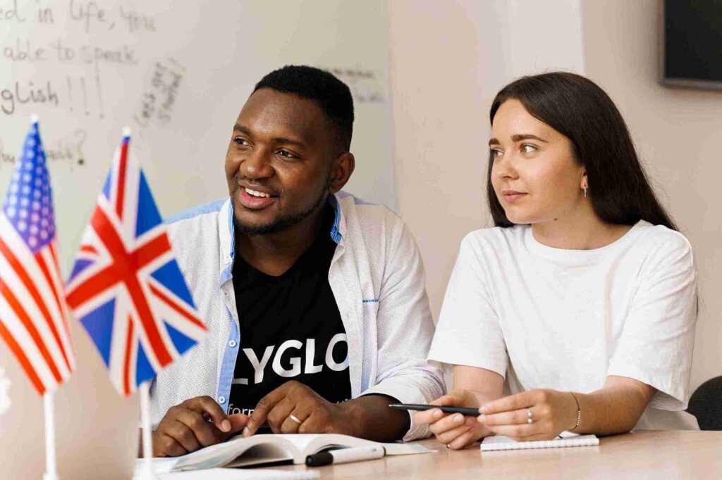 two people discussing English Language requirement for Spouse Visa