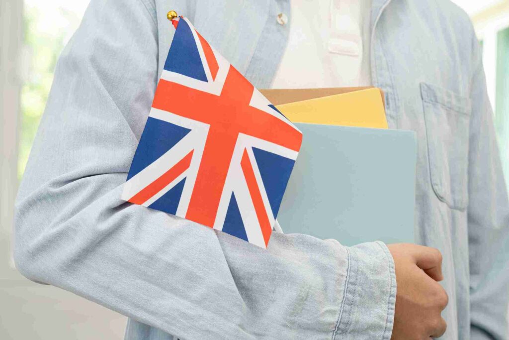 In the image it can be seen a UK flag and pounds indicating cost for UK Visa, UK visa for thai citizen cost.