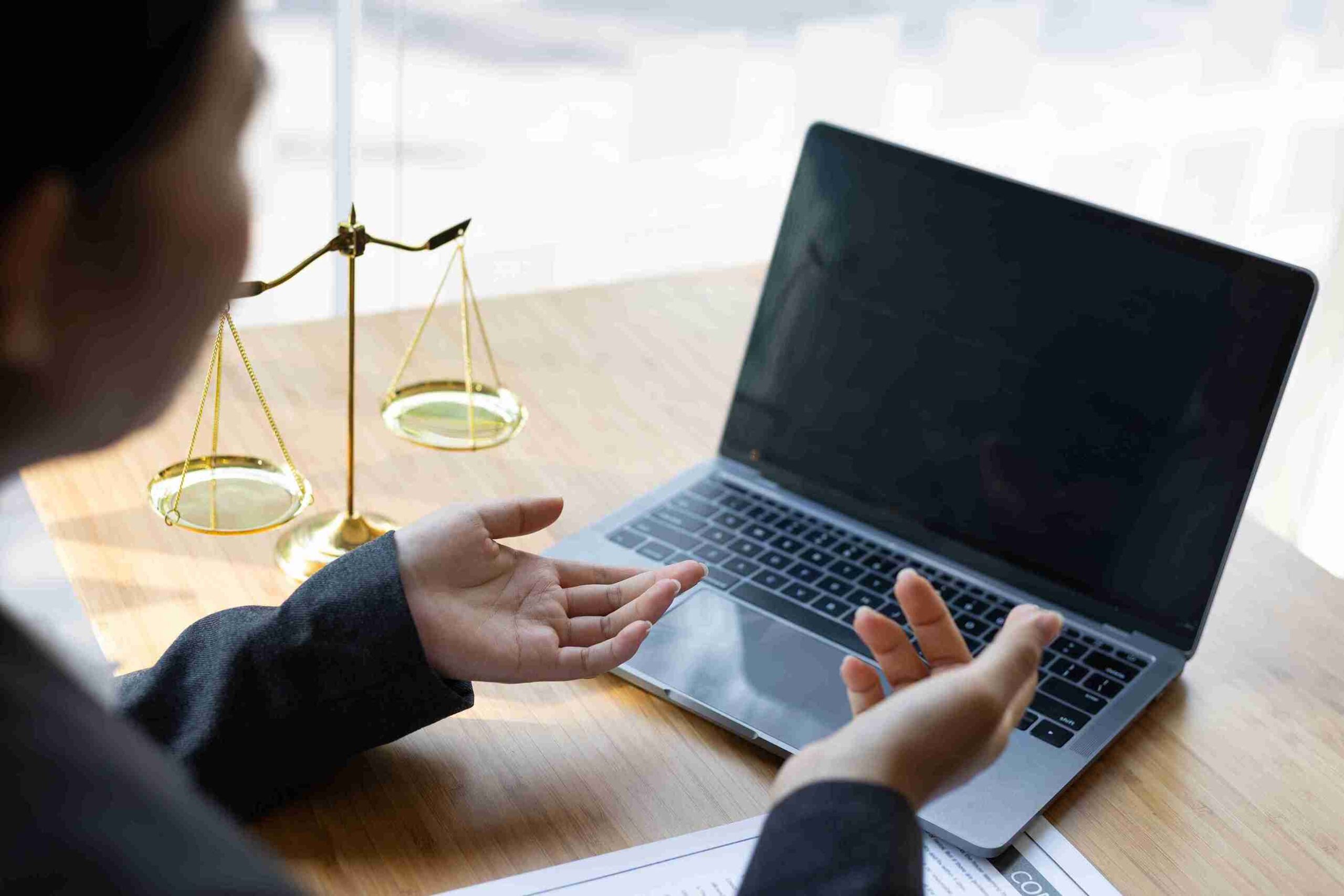 In the image a woman can be seen figuring out the ODR process