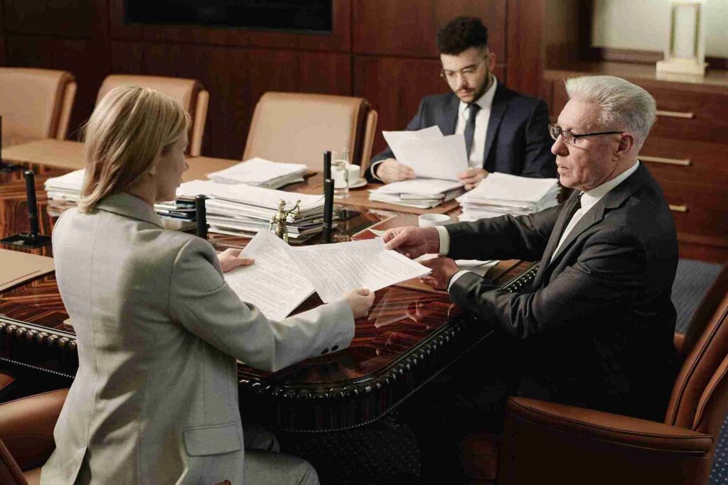 This image is showing a civil litigation lawyer working in chamber