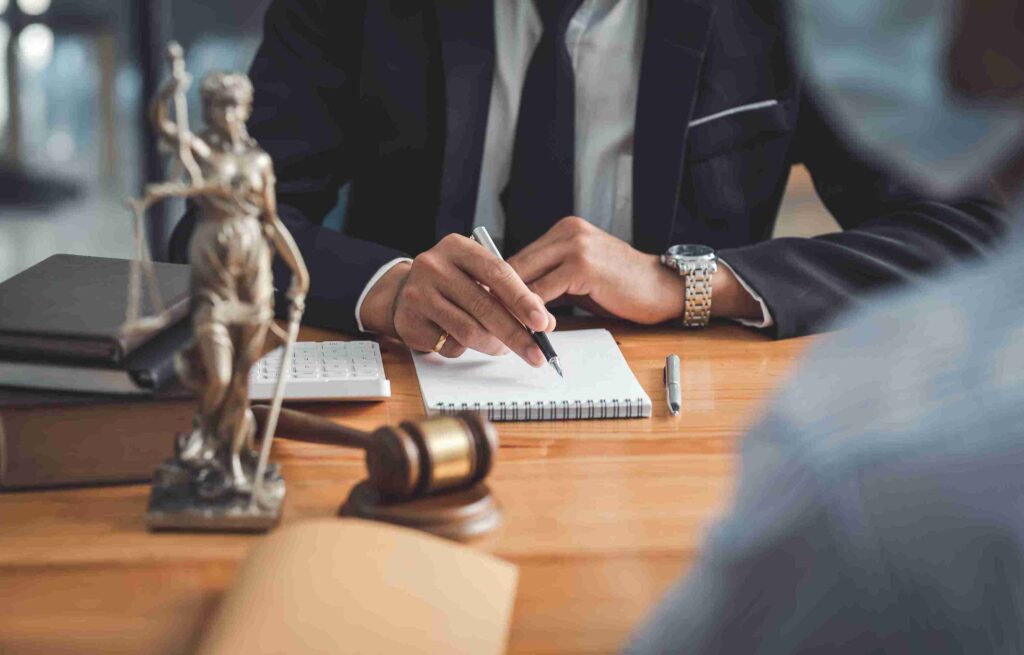 In the image a civil litigation lawyer can be seen reading a case