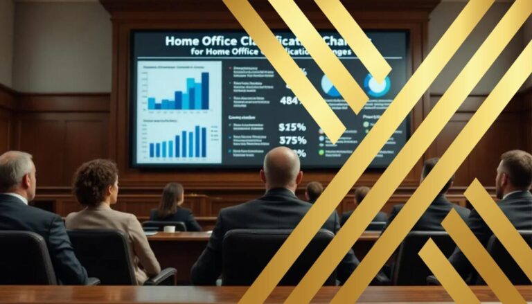 What You Can and Can’t See: Home Office Classification Changes (The image depicts a jury seated in a courtroom, attentively discussing the Home Office Classification changes, which include updates on crime recording and police forces' responses to organised crime groups.