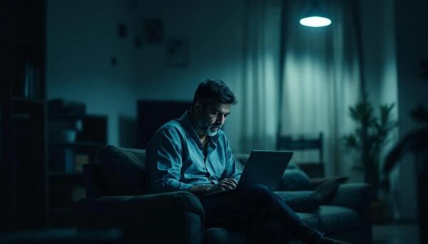 What You Can and Can’t See: Home Office Classification Changes A thoughtful immigrant sits in a cozy living room, contemplating the impact of recent home office classification changes on personal safety and crime recording.