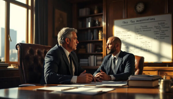 What Is HMRC Tax Investigation Insurance? Man in lawyer's chamber, engaging in a discussion with a lawyer about Tax Investigation Insurance.