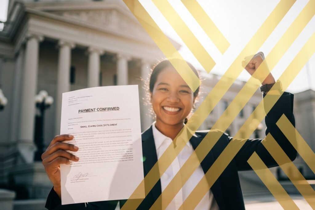 Person happily receiving a letter with a payment confirmation, symbolising winning a small claims case.
