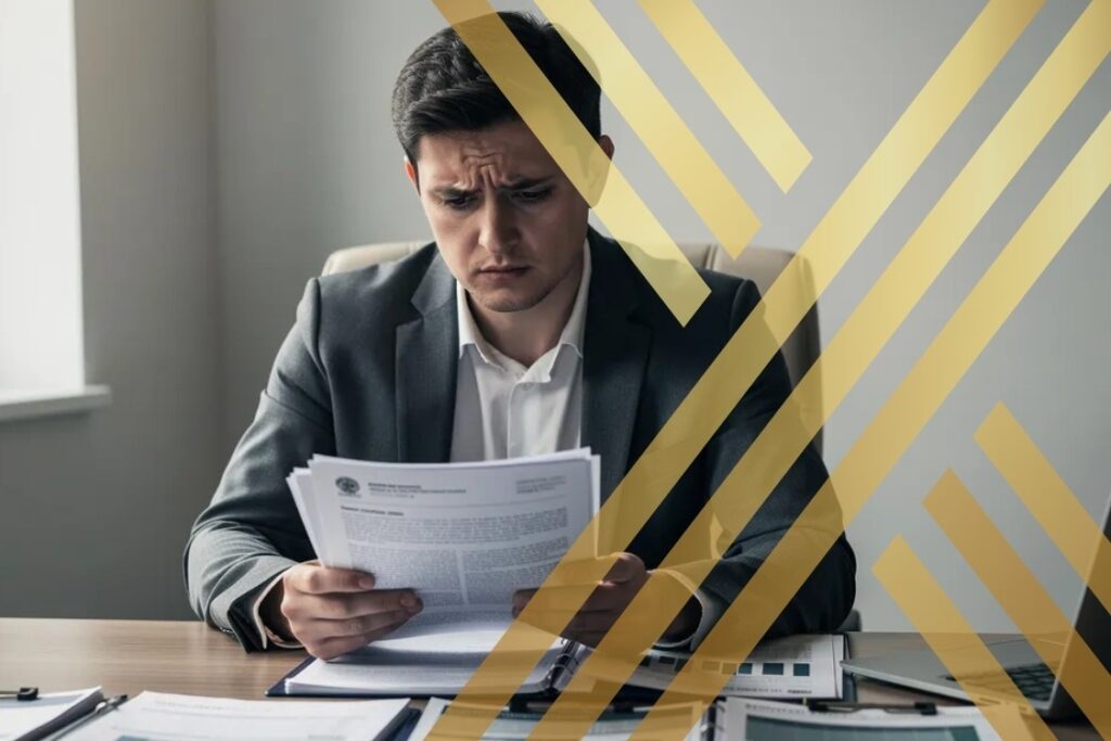 A person is reviewing a stack of official documents, their expression reflecting concern and contemplation. This scene relates to issues surrounding voluntary deportation UK.