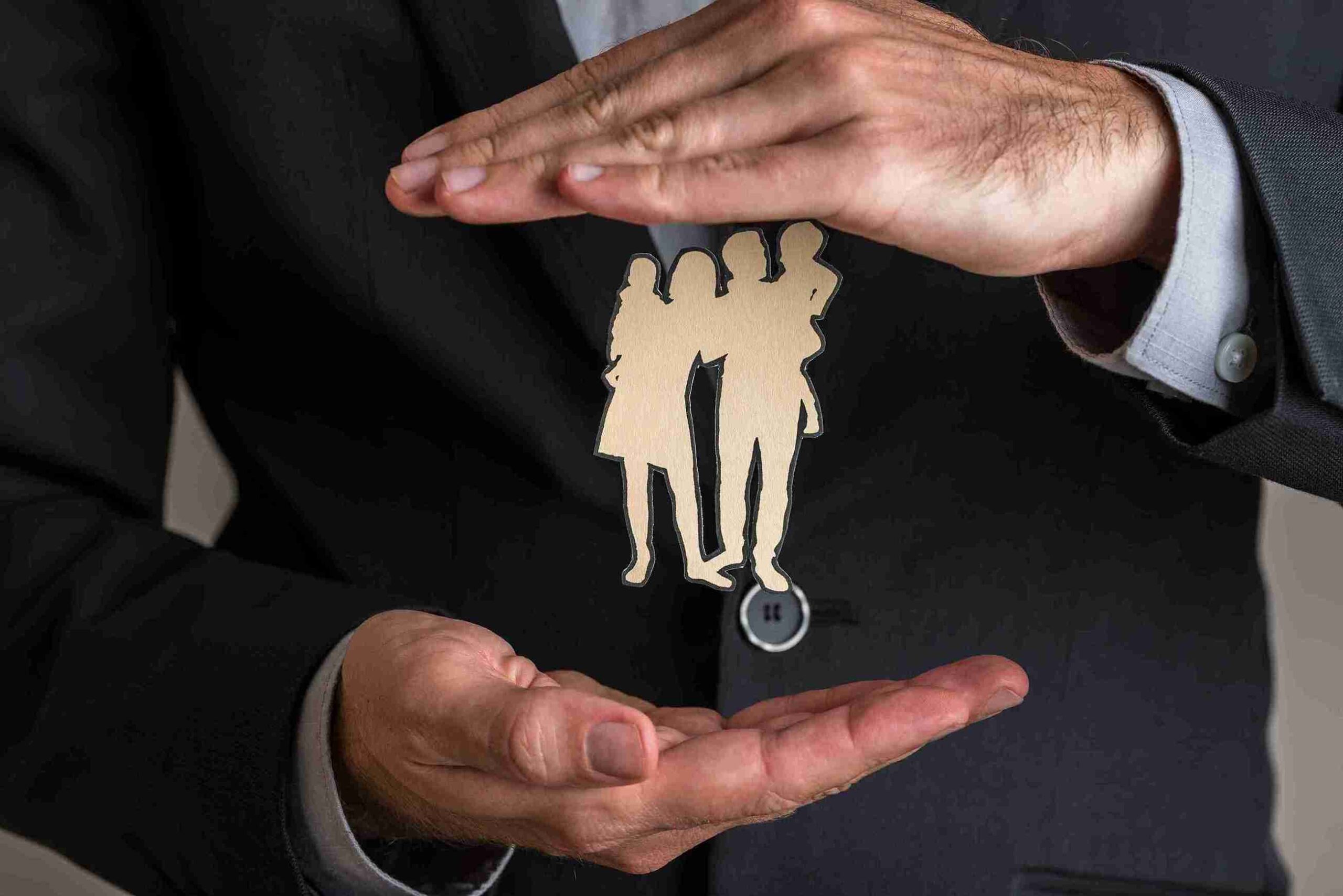 Family insurance coverage concept with business.
